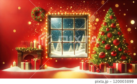 クリスマスのプレゼントとクリスマスツリー 120003899