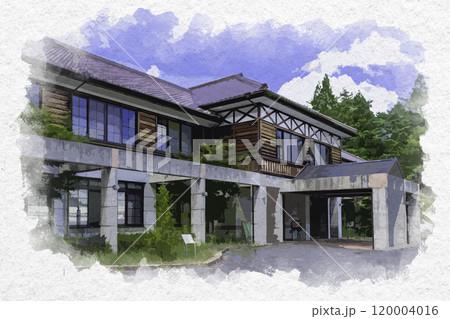 水彩画風 吹屋ふるさと村 吹屋の町並み ラ・フォーレ吹屋 岡山県高梁市 水彩画風 吹屋ふるさと村 吹屋の町並み ラ・フォーレ吹屋 岡山県高梁市 120004016
