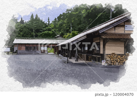 水彩画風　吹屋ふるさと村　ベンガラ館　岡山県高梁市 120004070