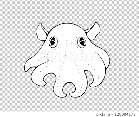 可愛章魚的黑白插圖 120004178