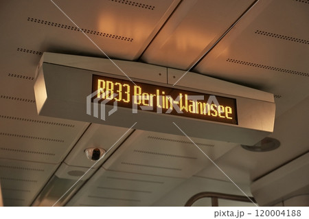 Traveling on German train next station screen Wannsee 120004188