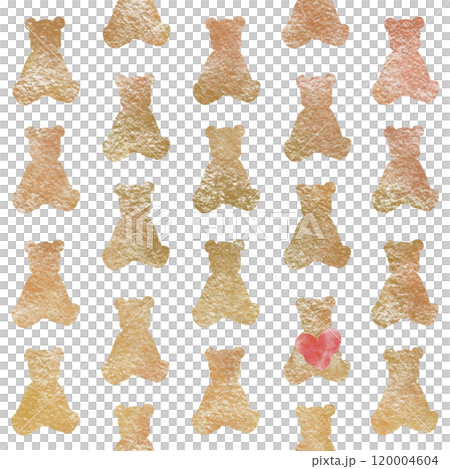 A simple pattern of silhouettes of teddy bears. Only one of them is holding a heart. 120004604