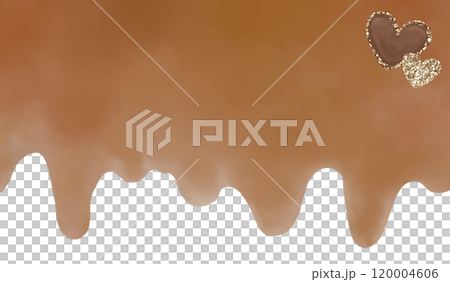 情人節框架與可愛的心裝飾著融化的巧克力。插圖充滿甜蜜的氣氛。 120004606