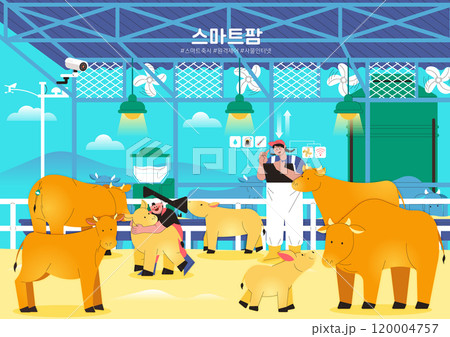 cattle ranchers in automation remote control sheds 120004757