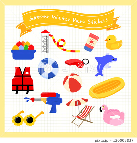 summer water play facility object sticker illustration 120005837