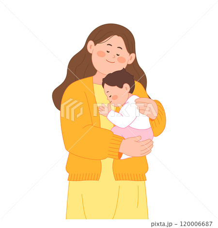 Mother hugging her child warmly 120006687