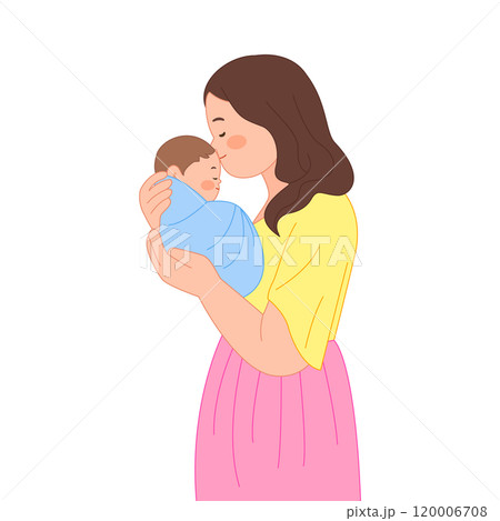mother kissing her child mother kissing her child 120006708