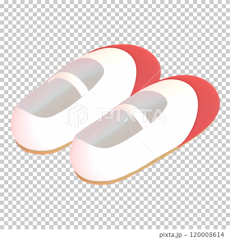 3D illustration of red children's slippers seen from behind 3D illustration of red children's slippers seen from behind 120008614