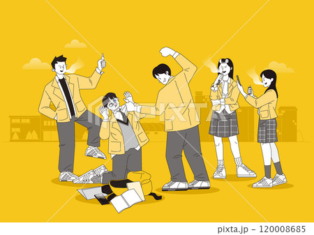 Teenagers who smoke and show violence and ridicule 120008685
