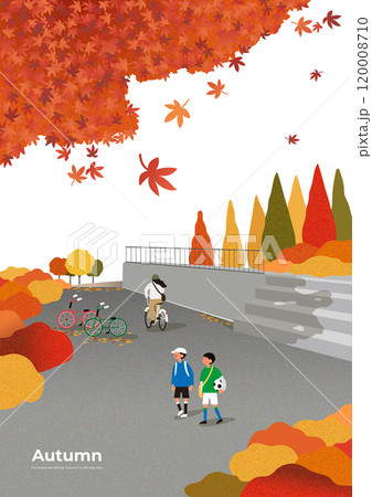 Autumn scenery with ripe maple trees 120008710