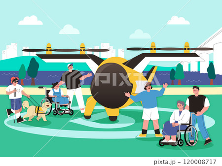 People with limited mobility using drone taxis 120008717