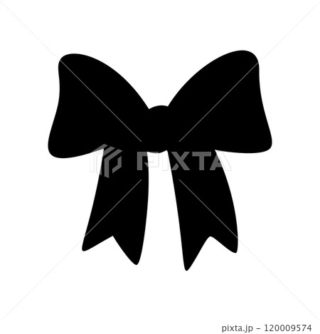 Black silhouette of a bow or a ribbon in a flat vector style isolated on a white background Black silhouette of a bow or a ribbon in a flat vector style isolated on a white background 120009574