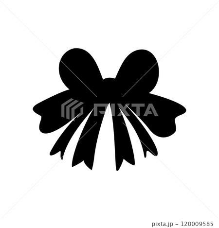 Black silhouette of a bow or a ribbon in a flat vector style isolated on a white background Black silhouette of a bow or a ribbon in a flat vector style isolated on a white background 120009585