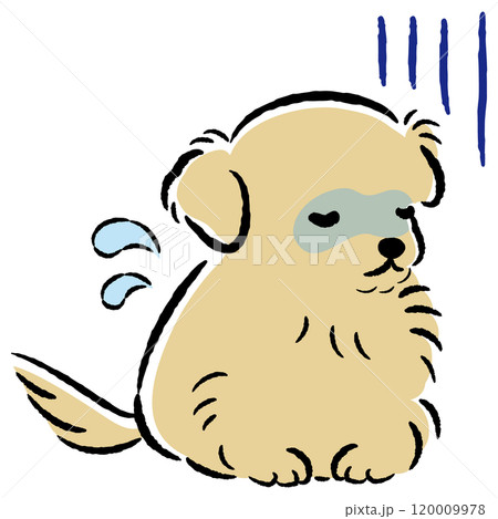 具合が悪くて困った表情の犬のイラスト 具合が悪くて困った表情の犬のイラスト 120009978