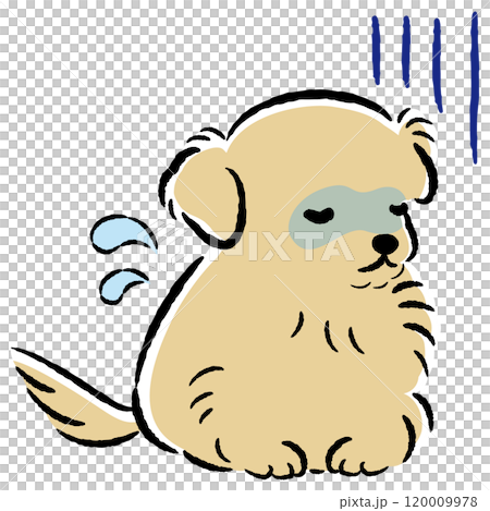 具合が悪くて困った表情の犬のイラスト 具合が悪くて困った表情の犬のイラスト 120009978