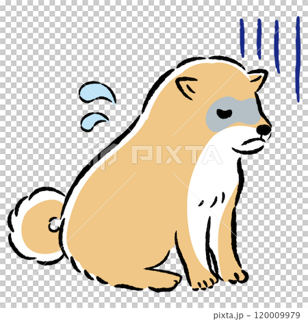 具合が悪くて困った表情の犬のイラスト 具合が悪くて困った表情の犬のイラスト 120009979