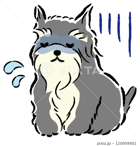 具合が悪くて困った表情の犬のイラスト 120009981
