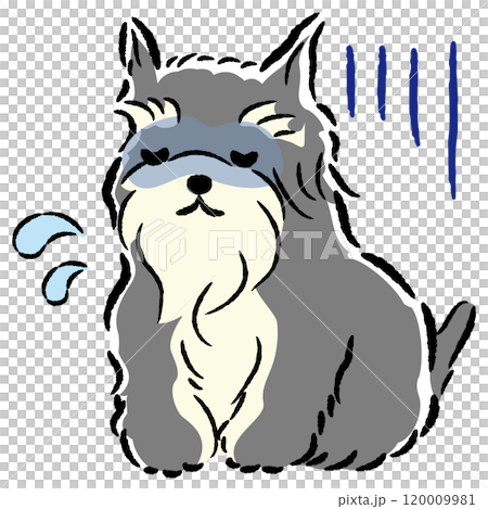 具合が悪くて困った表情の犬のイラスト 120009981