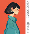 女性　横顔　ボブ 120010964