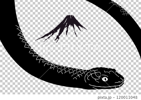 Snake and Mt. Fuji - New Year's card for the Year of the Snake 120011048