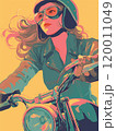 バイクに乗る女性 120011049