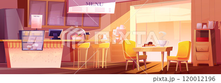 Empty cozy cafe or restaurant interior Empty cozy cafe or restaurant interior 120012196