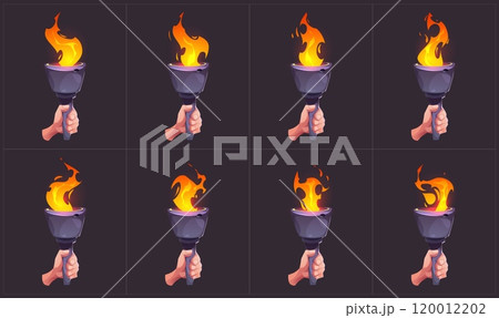 Torch fire sprite for game. Flame frame sequence 120012202