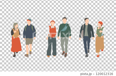 赤ちゃんを連れたおしゃれな3人家族 120012316