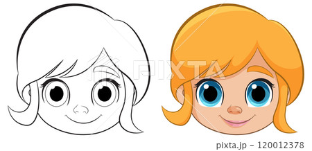 Smiling Girl Cartoon Faces 120012378