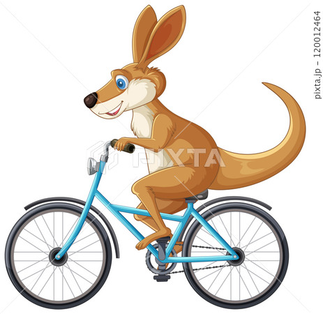 Kangaroo Riding a Bicycle Illustration Kangaroo Riding a Bicycle Illustration 120012464