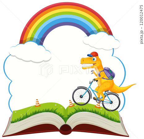 Dinosaur Biking Under a Rainbow 120012475