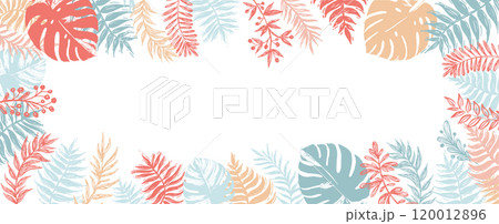 Hello Summer, exotic jungle leaves. Vector. Hello Summer, exotic jungle leaves. Vector. 120012896