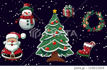 クリスマスの素材セット 120012934