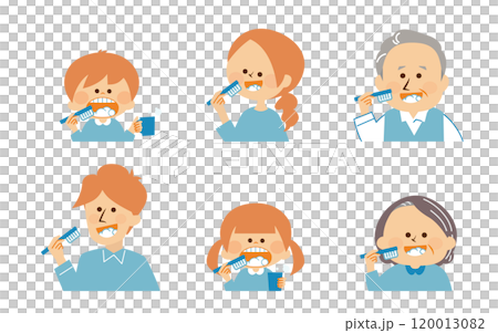 刷牙口臭護理三口之家可愛插畫 刷牙口臭護理三口之家可愛插畫 120013082