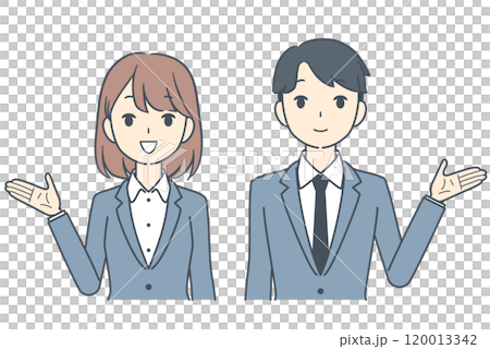 Businessman and businesswoman guiding 120013342