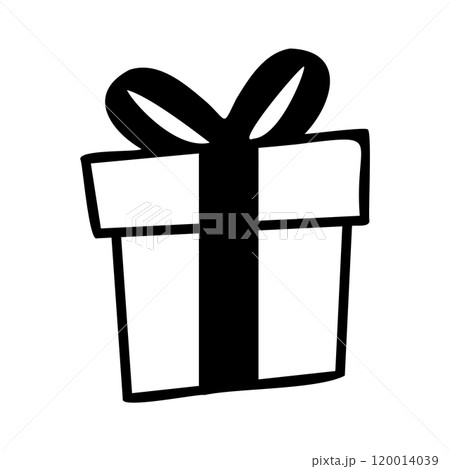 リボンのついたプレゼントの手書き風アイコン。 120014039