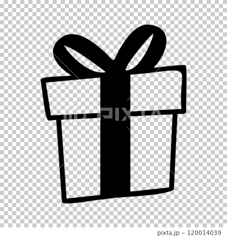リボンのついたプレゼントの手書き風アイコン。 120014039