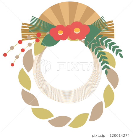 お正月の大人かわいいしめ縄飾り　おしゃれ　イエロー　ゴールド 120014274