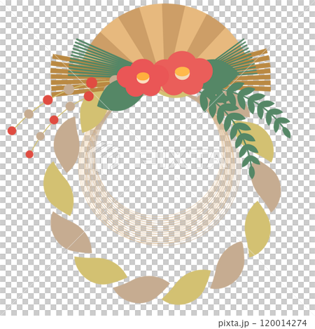 お正月の大人かわいいしめ縄飾り　おしゃれ　イエロー　ゴールド 120014274