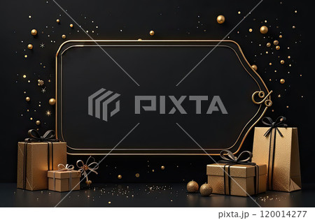 Price tag with space for text on a black background. Purchases and discounts, sale on Black Friday, shopping bags, gift box. banner, flyer. AI generated 120014277