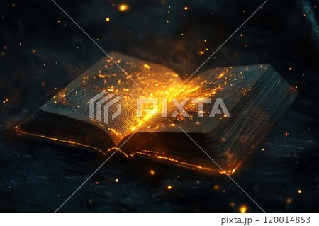 Magic Book with Glowing Particles and Sparks Magic Book with Glowing Particles and Sparks 120014853