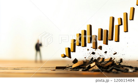 Investment charts crumbling into dust, symbolizing financial collapse and uncertainty Investment charts crumbling into dust, symbolizing financial collapse and uncertainty 120015404