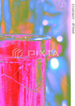 The neck of a vintage glass bottle, modified color scheme, colorful background in pastel colors 120016512