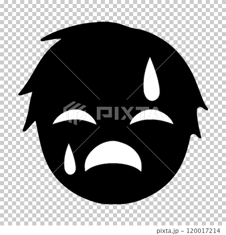 憤怒的黑色剪影惡棍臉圖標 120017214
