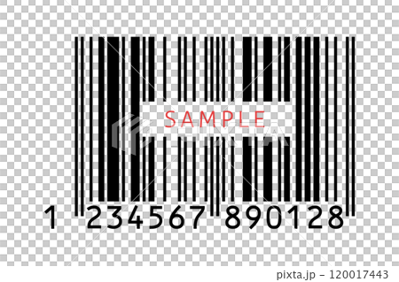 SAMPLEの文字と13桁の日本規格バーコードのJANコードのダミー素材 