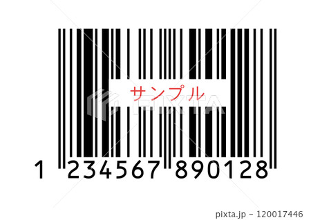 サンプルの文字と13桁の日本規格のバーコードのJANコードのダミー素材 - シンプルなサンプル画像 サンプルの文字と13桁の日本規格のバーコードのJANコードのダミー素材 - シンプルなサンプル画像 120017446