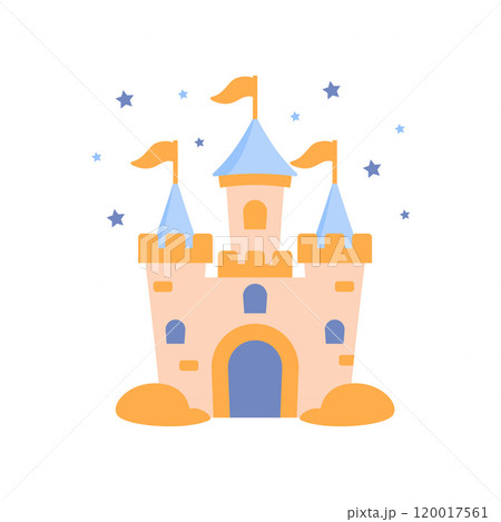 Castle Palace Kingdom Royal Fort Historic Heritage Building Architecture with Flag 120017561