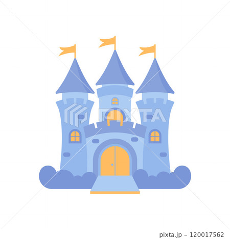 Castle Palace Kingdom Royal Fort Historic Heritage Building Architecture with Flag 120017562