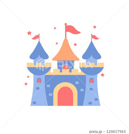 Castle Palace Kingdom Royal Fort Historic Heritage Building Architecture with Flag 120017563