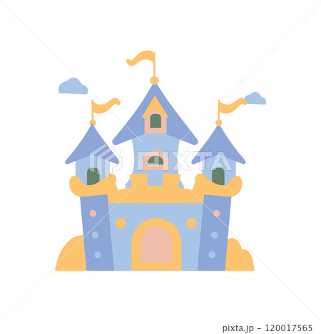 Castle Palace Kingdom Royal Fort Historic Heritage Building Architecture with Flag 120017565